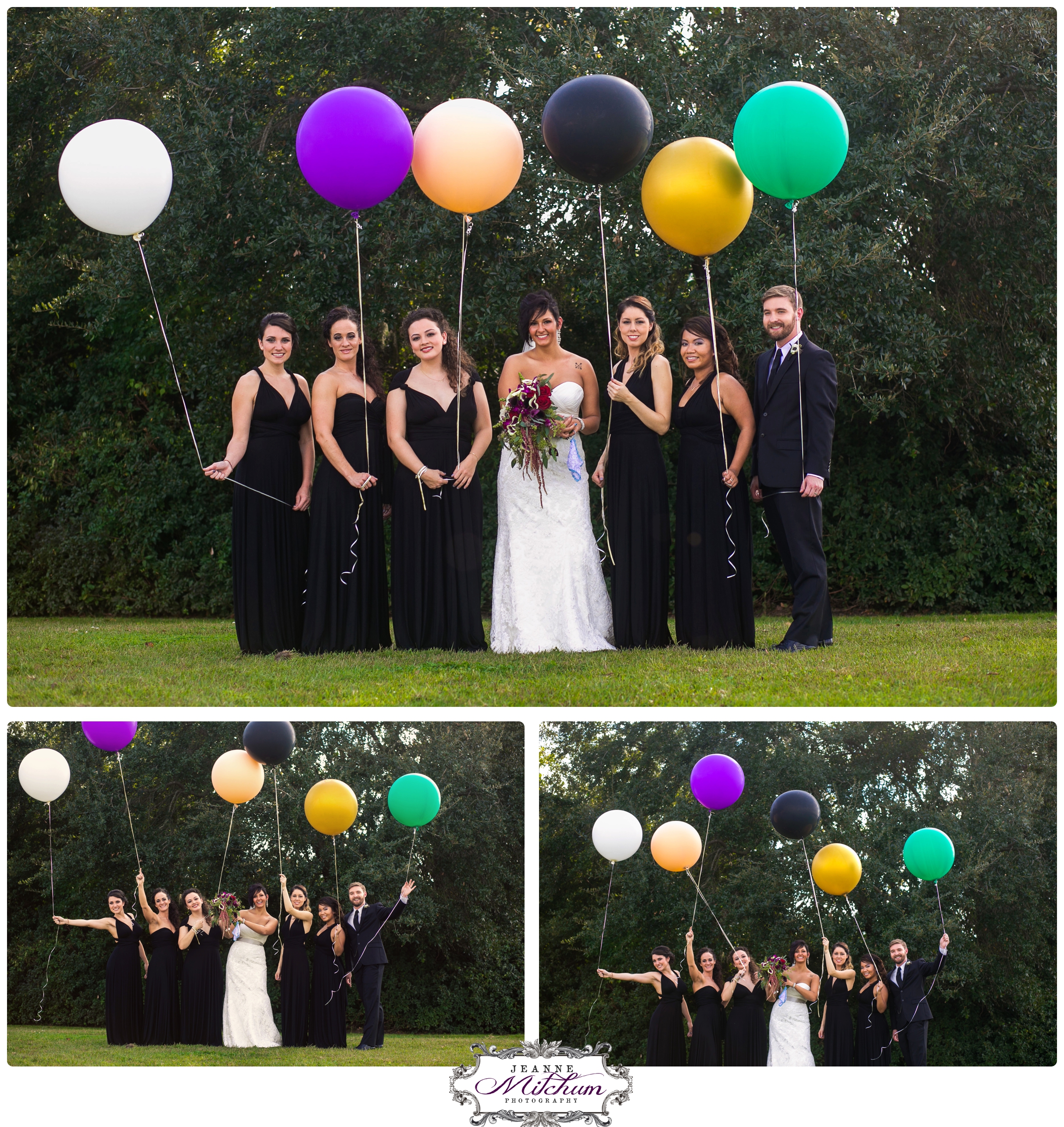 wedding party with large balloons