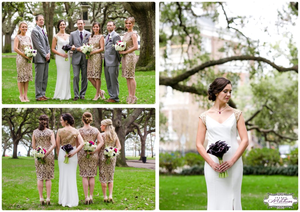 bride and bridal party at white point gardens