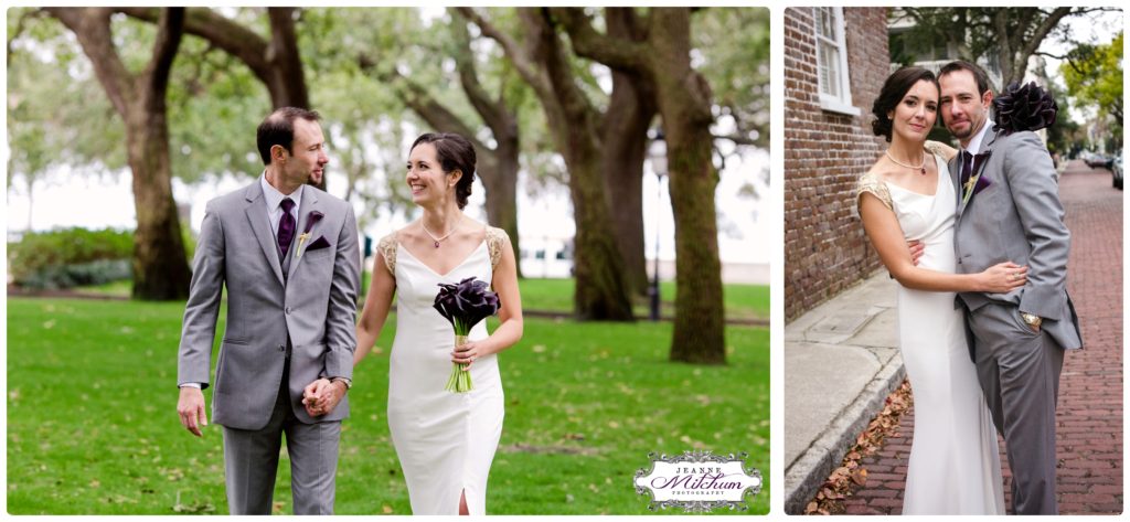 bride and groom portraits in white point gardens charleston 