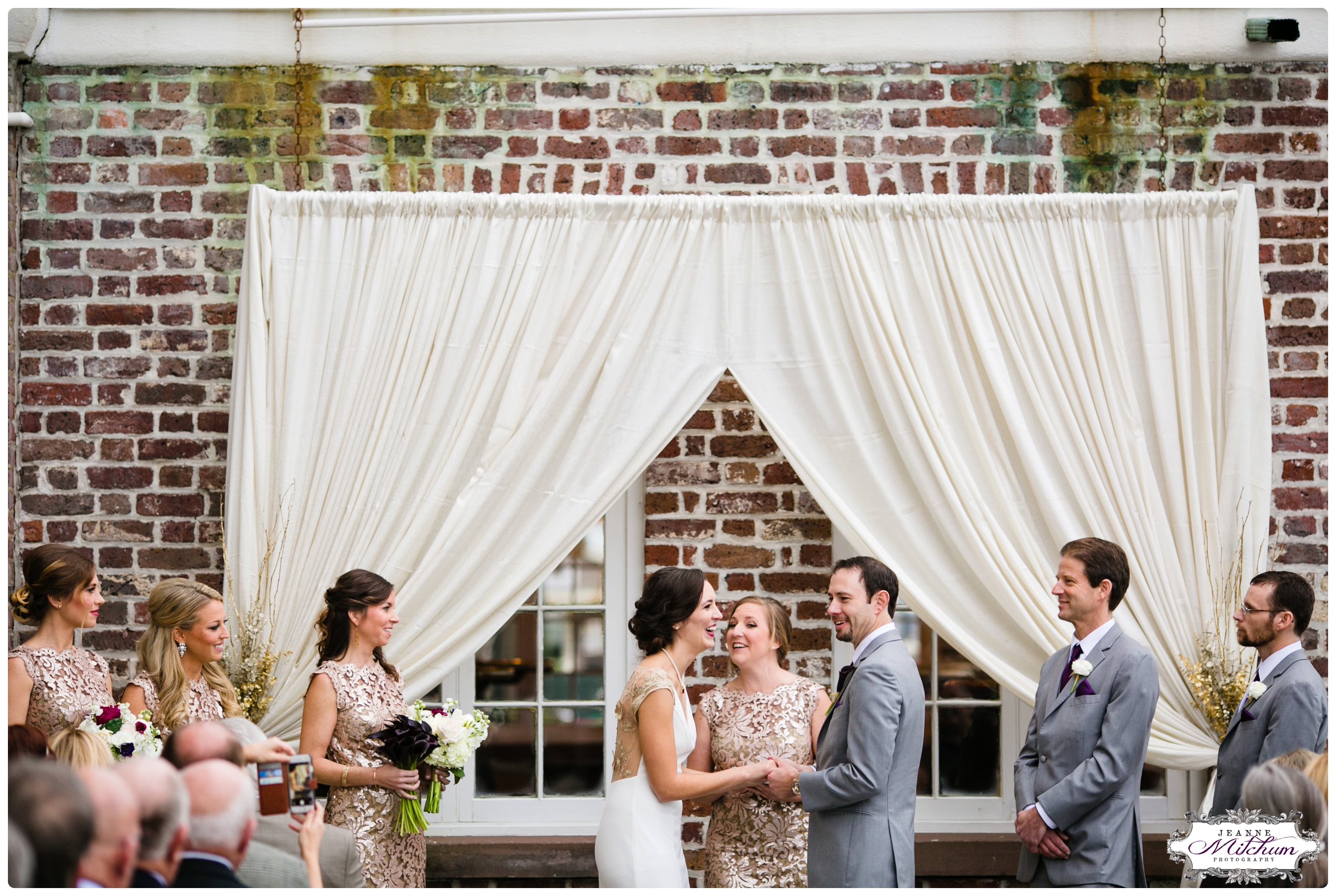 wedding ceremony at the historic rice mill